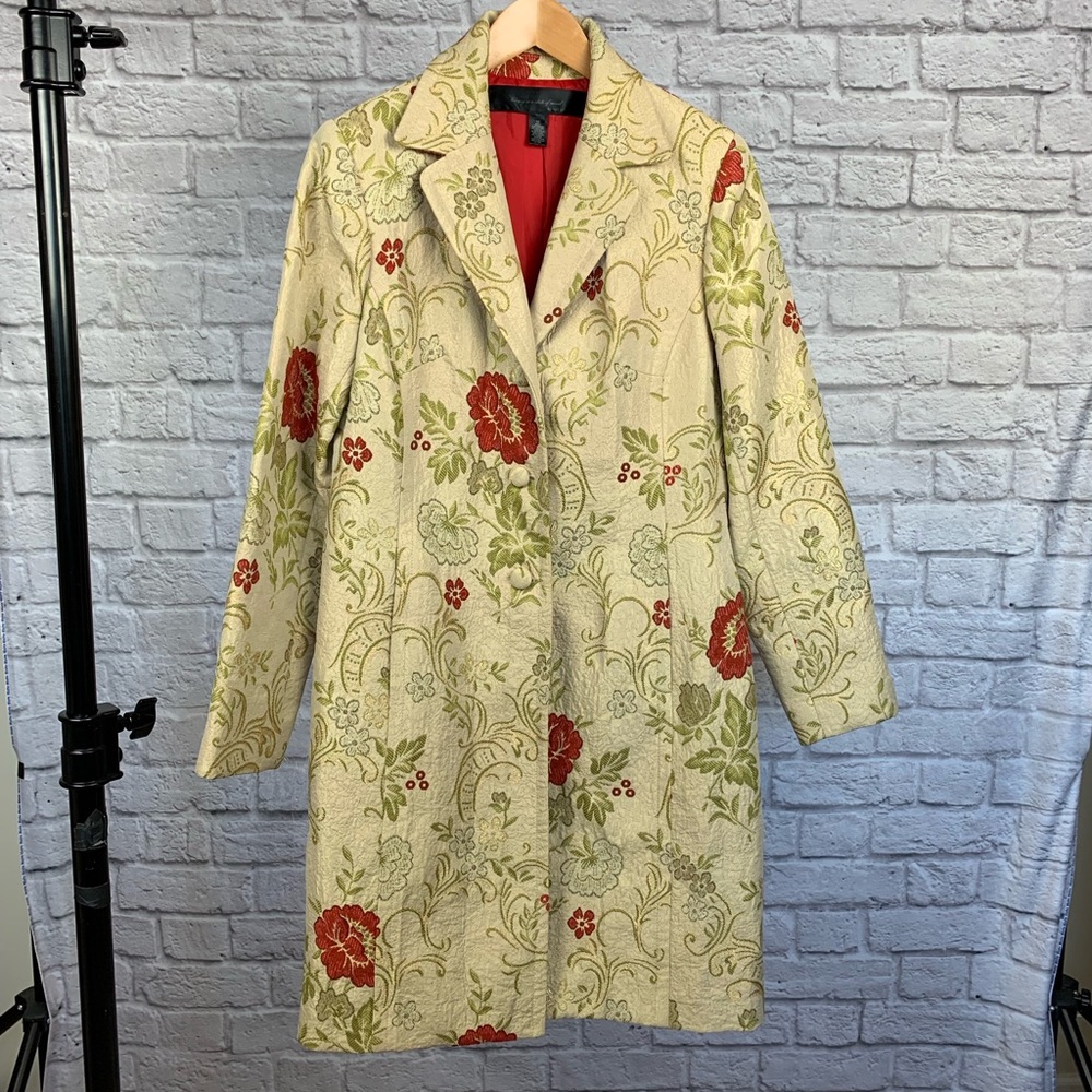 Brocade Floral Tapestry Coat Apostrophe Size 12